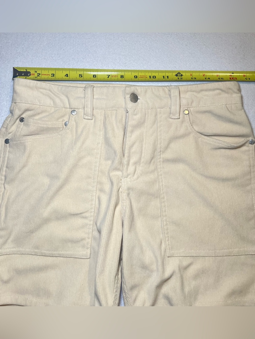 WeSC Stockholm Men’s Corduroy Utility Op Pocket Shorts, Cream/Biege,Size 30 - Picture 2 of 12